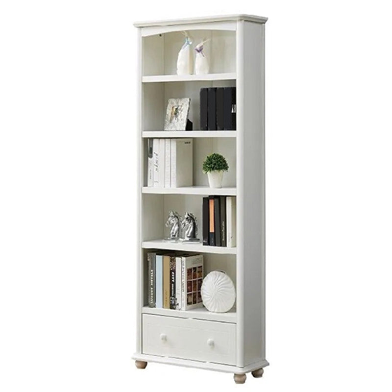 Scandinavian Wood Bookshelf Home Office Closed Back Bookcase 27.6"L x 11.8"W x 70.9"H White 1 Clearhalo 'Bookcases' 'furn' 'furn_bookcases' 'Furniture' 'Office Furniture' 5390182