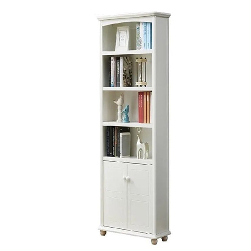 Scandinavian Wood Bookshelf Home Office Closed Back Bookcase 23.6"L x 11.8"W x 70.9"H Off-White Drawer Not Included Clearhalo 'Bookcases' 'furn' 'furn_bookcases' 'Furniture' 'Office Furniture' 5390184