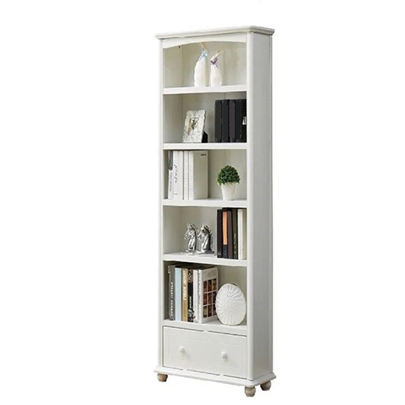 Scandinavian Wood Bookshelf Home Office Closed Back Bookcase 23.6"L x 11.8"W x 70.9"H White 1 Clearhalo 'Bookcases' 'furn' 'furn_bookcases' 'Furniture' 'Office Furniture' 5390185