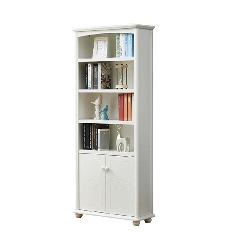 Scandinavian Wood Bookshelf Home Office Closed Back Bookcase 31.5"L x 11.8"W x 70.9"H Off-White Drawer Not Included Clearhalo 'Bookcases' 'furn' 'furn_bookcases' 'Furniture' 'Office Furniture' 5390187