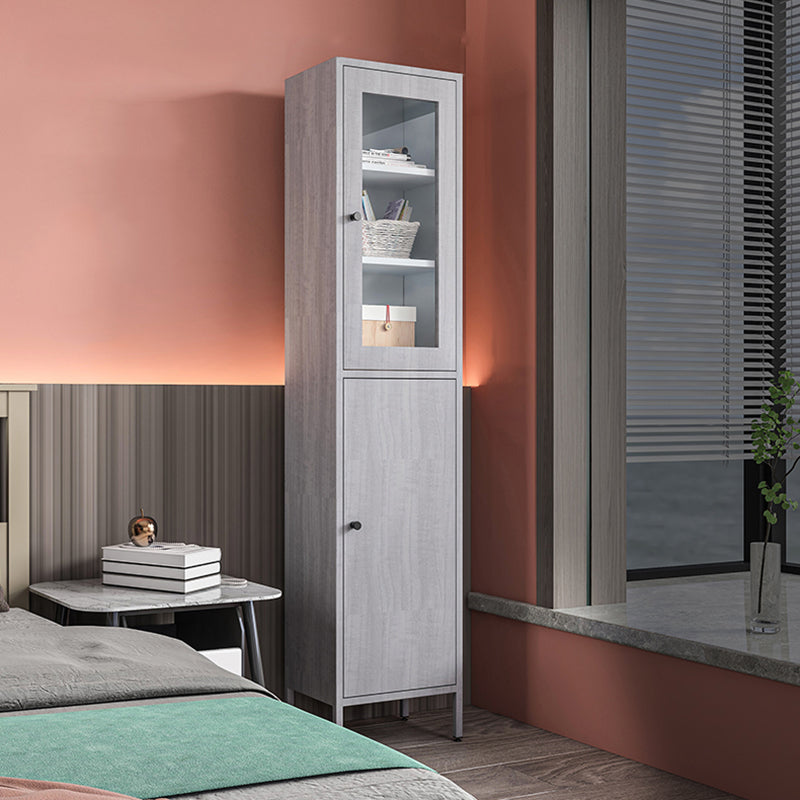 71"H Closed Metal Bookshelf Nordic Home Office Rectangular Bookcase Light Gray Metal+Glass Clearhalo 'Bookcases' 'furn' 'furn_bookcases' 'Furniture' 'Office Furniture' 5390234