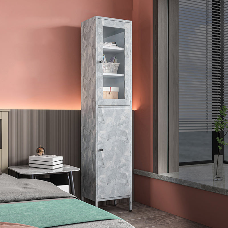 71"H Closed Metal Bookshelf Nordic Home Office Rectangular Bookcase Grey Metal+Glass Clearhalo 'Bookcases' 'furn' 'furn_bookcases' 'Furniture' 'Office Furniture' 5390238