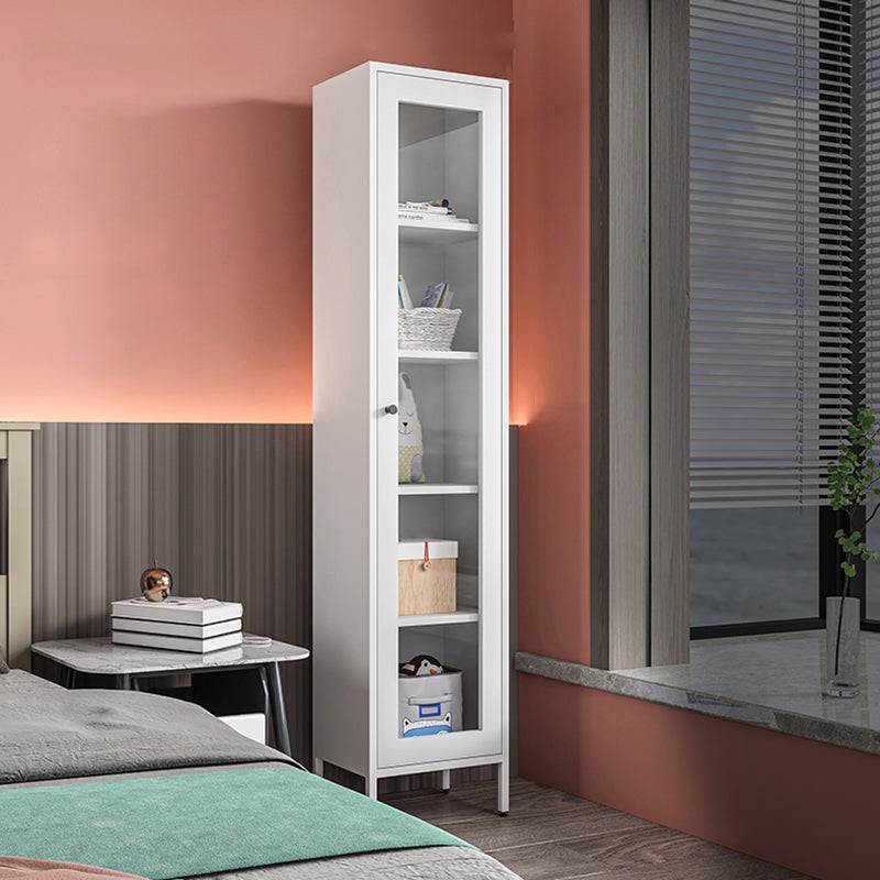 71"H Closed Metal Bookshelf Nordic Home Office Rectangular Bookcase White Transparent Glass Clearhalo 'Bookcases' 'furn' 'furn_bookcases' 'Furniture' 'Office Furniture' 5390250