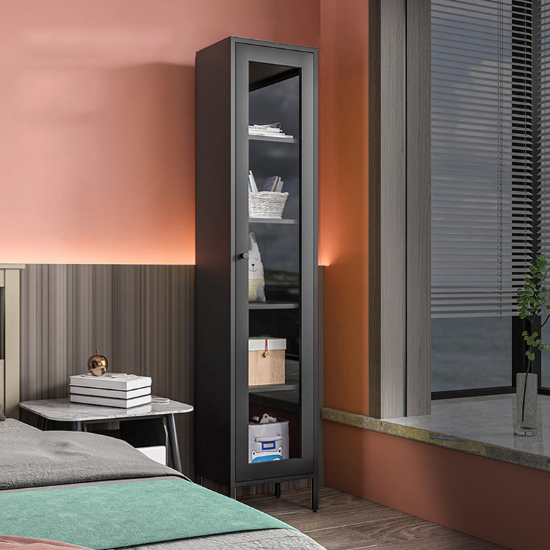 71"H Closed Metal Bookshelf Nordic Home Office Rectangular Bookcase Black Transparent Glass Clearhalo 'Bookcases' 'furn' 'furn_bookcases' 'Furniture' 'Office Furniture' 5390263