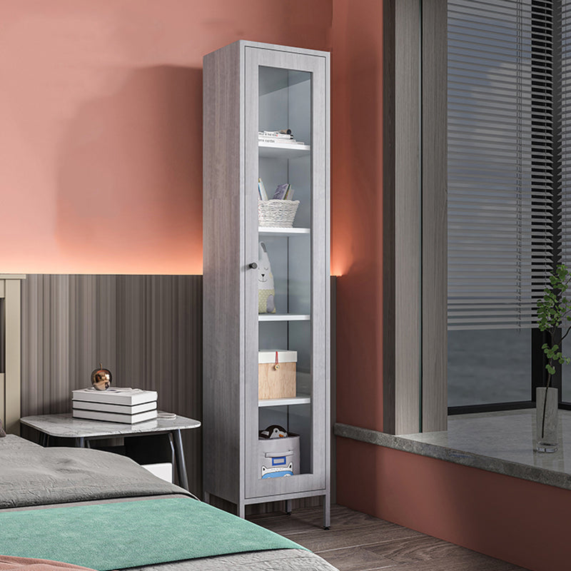 71"H Closed Metal Bookshelf Nordic Home Office Rectangular Bookcase Light Gray Transparent Glass Clearhalo 'Bookcases' 'furn' 'furn_bookcases' 'Furniture' 'Office Furniture' 5390270