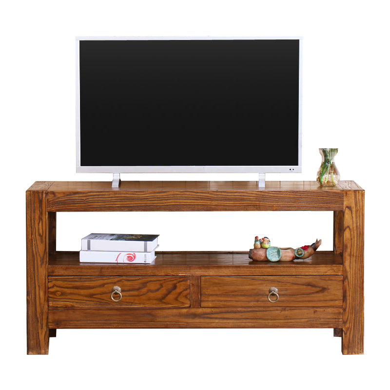 Contemporary Style TV Stand Elm Wood TV Cabinet with Drawers