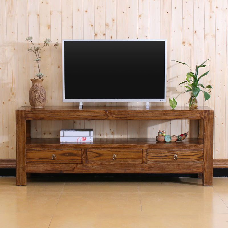 Contemporary Style TV Stand Elm Wood TV Cabinet with Drawers