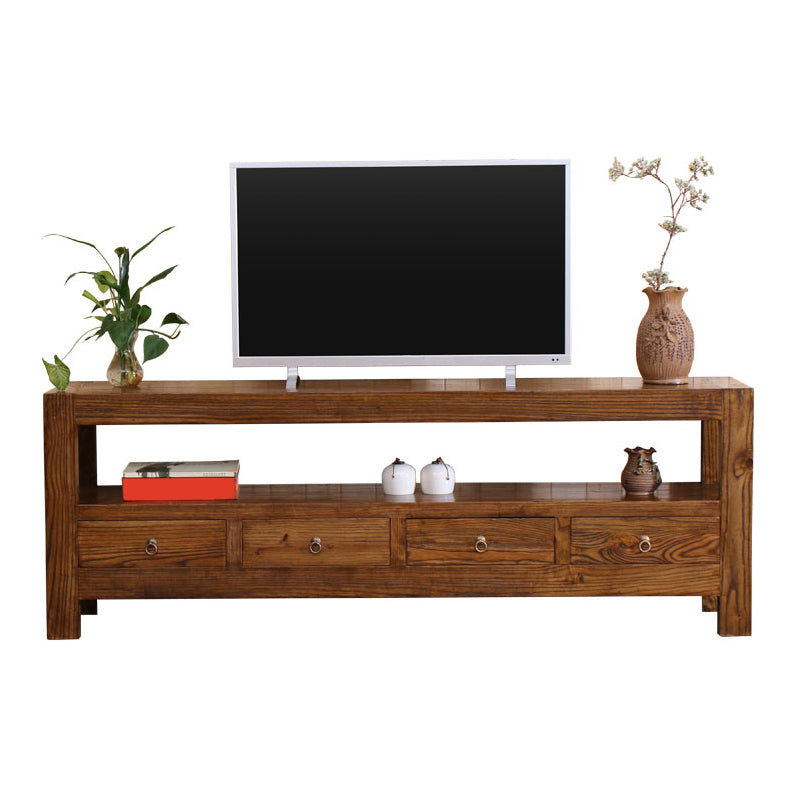 Contemporary Style TV Stand Elm Wood TV Cabinet with Drawers