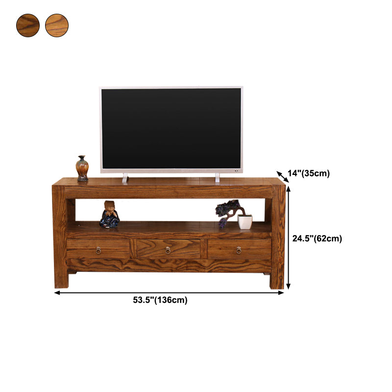 Contemporary Style TV Stand Elm Wood TV Cabinet with Drawers