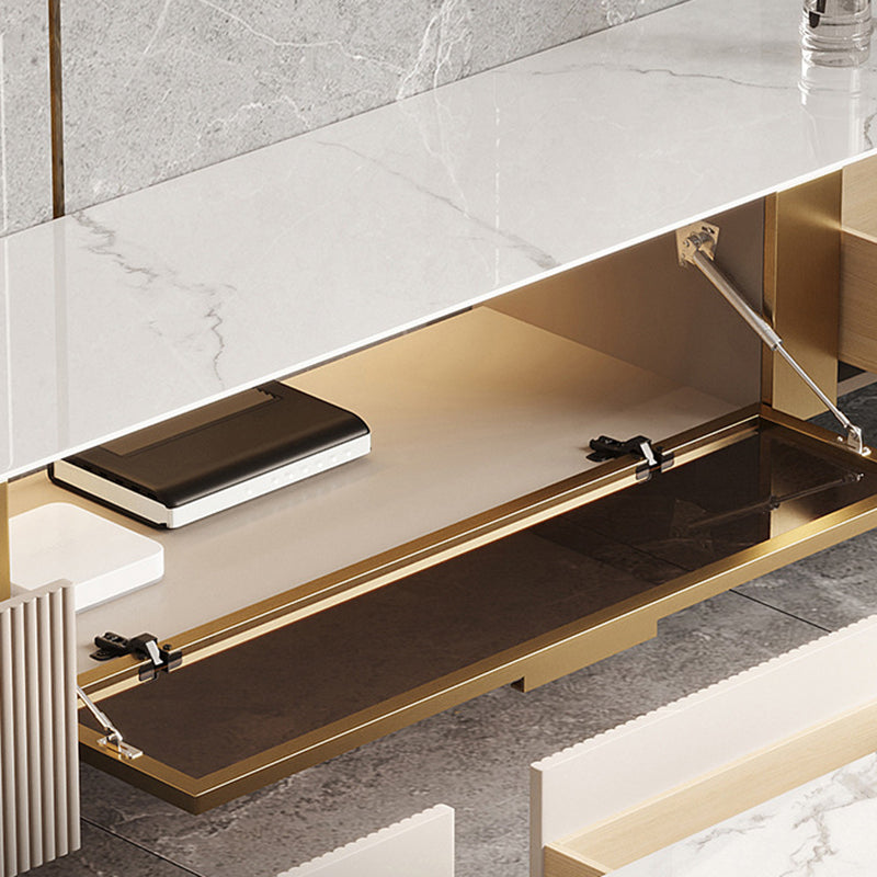 Supporto TV in pietra montato a parete 2 cassetti Glam in stile Glam TV con porta di vetro
