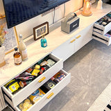 White Glam Style TV Stand Stone Enclosed Storage TV Cabinet with 4 Drawers Clearhalo 'furn' 'furn_tv_stands_entertainment_centers' 'Furniture' 'Living Room Furniture' 'TV Stands & Entertainment Centers' 'TV Stands & Media Storage Furniture' 'tv_stands_entertainment_centers' 5390419