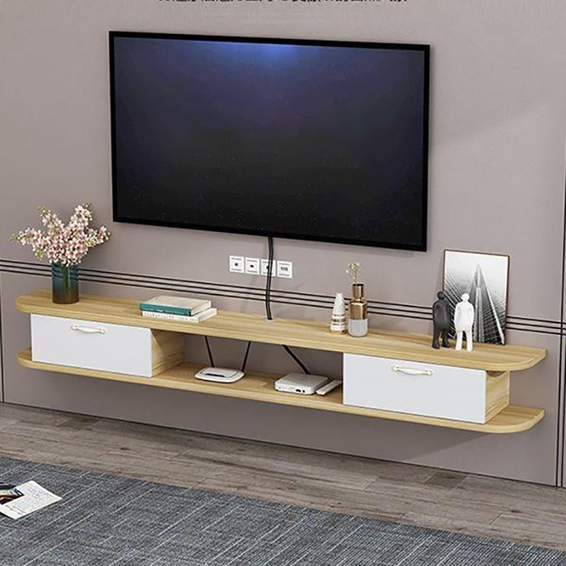 Contemporary Style TV Stand Faux Wood Wall-mounted TV Cabinet with 2 Doors White-Wood Clearhalo 'furn' 'furn_tv_stands_entertainment_centers' 'Furniture' 'Living Room Furniture' 'TV Stands & Entertainment Centers' 'TV Stands & Media Storage Furniture' 'tv_stands_entertainment_centers' 5390486