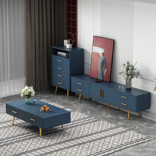 Console multimediale in legno in legno ingegnerizzato scandinavo con una console multimediale con cassetti