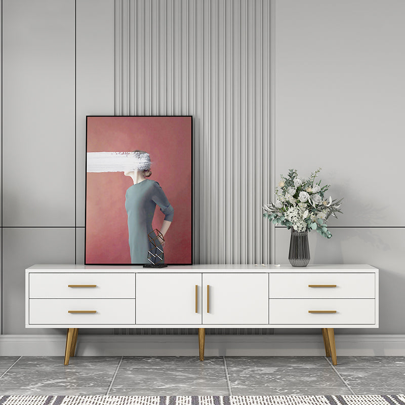 Soporte multimedia para TV de madera de ingeniería escandinava Consola multimedia con acabado mate y cajones