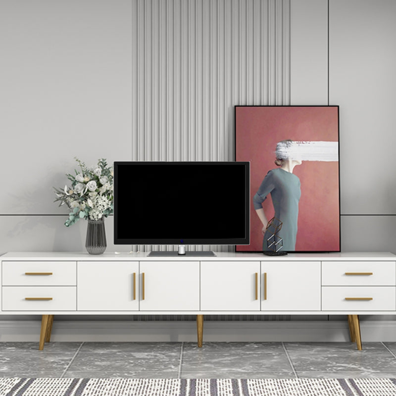 Soporte multimedia para TV de madera de ingeniería escandinava Consola multimedia con acabado mate y cajones