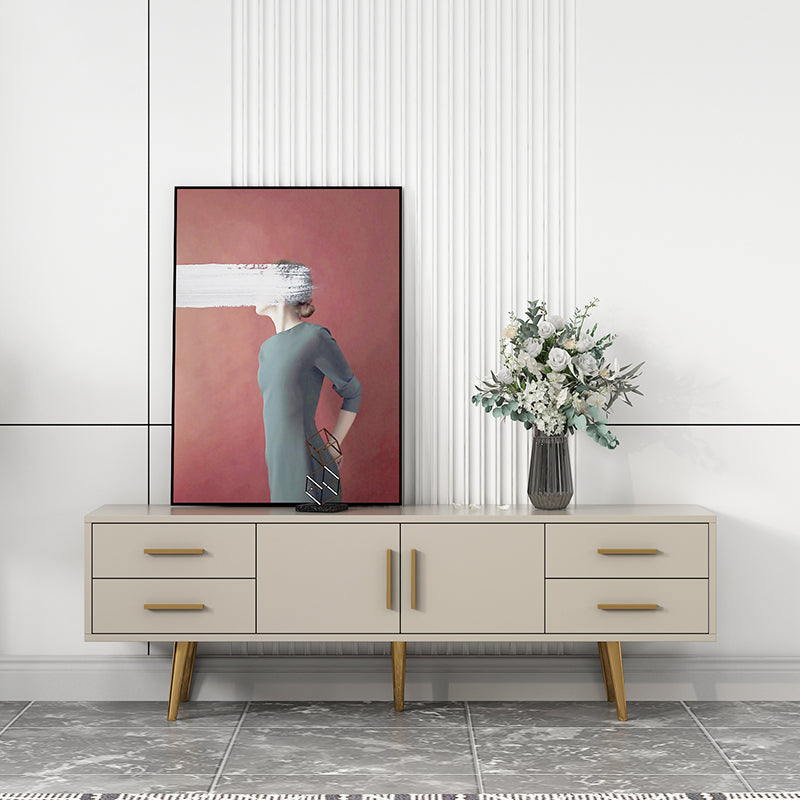 Soporte multimedia para TV de madera de ingeniería escandinava Consola multimedia con acabado mate y cajones