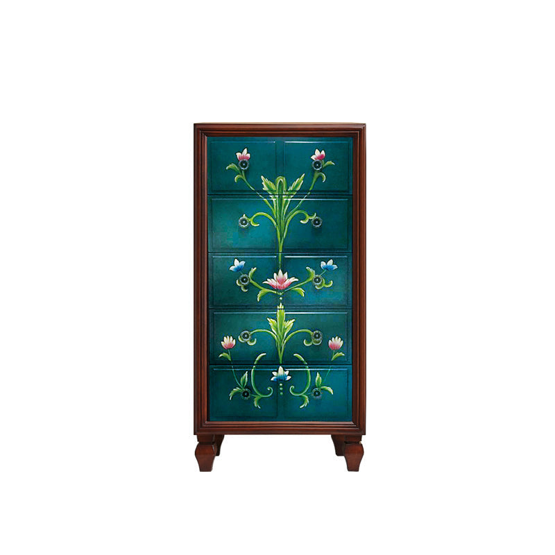 American Retro Storage Chest Solid Wood Storage Chest Dresser for Bedroom 24"L x 16.5"W x 47"H Blue Clearhalo 'Bedroom Furniture' 'Dressers & Chests' 'dressers_chests' 'furn' 'furn_dressers_chests' 'Furniture' 5390655