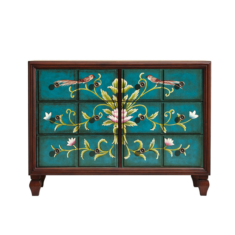 American Retro Storage Chest Solid Wood Storage Chest Dresser for Bedroom 47"L x 17"W x 35"H Blue Clearhalo 'Bedroom Furniture' 'Dressers & Chests' 'dressers_chests' 'furn' 'furn_dressers_chests' 'Furniture' 5390681