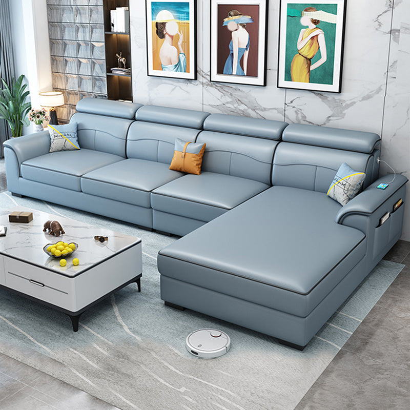 Contemporary Faux Feather/Linen Sofa with Pillows for Living Room