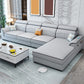 Contemporary Faux Feather/Linen Sofa with Pillows for Living Room