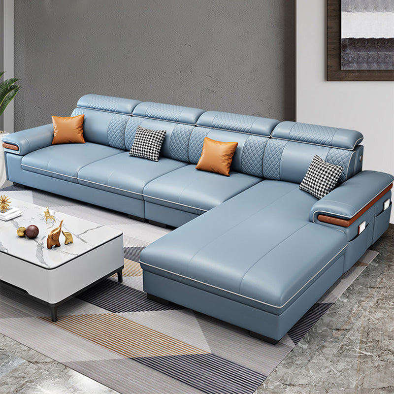 Sofá de cuero moderno con almohada con brazo superior para sala de estar