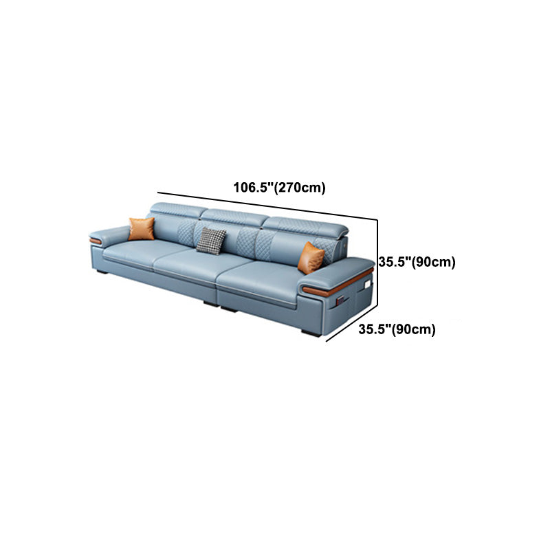 Sofá de cuero moderno con almohada con brazo superior para sala de estar