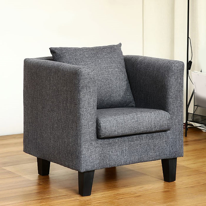 Linen Chair 25.5" L x 24"W x 23.6 "H Arms Included Chair for Living Room Dark Gray Clearhalo 'Accent Chairs' 'accent_chairs' 'Chairs & Seating' 'furn' 'furn_accent_chairs' 'Furniture' 'Living Room Furniture' 5390989