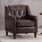 Arm Chair 27.55" L x 27.55" W x 33.46" H Sloped Arms Accent Armchair with Nailhead Trim Brown Faux Leather Clearhalo 'Accent Chairs' 'accent_chairs' 'Chairs & Seating' 'furn' 'furn_accent_chairs' 'Furniture' 'Living Room Furniture' 5391058