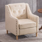 Arm Chair 27.55" L x 27.55" W x 33.46" H Sloped Arms Accent Armchair with Nailhead Trim Off-White Faux Leather Clearhalo 'Accent Chairs' 'accent_chairs' 'Chairs & Seating' 'furn' 'furn_accent_chairs' 'Furniture' 'Living Room Furniture' 5391059