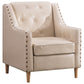 Arm Chair 27.55" L x 27.55" W x 33.46" H Sloped Arms Accent Armchair with Nailhead Trim Clearhalo 'Accent Chairs' 'accent_chairs' 'Chairs & Seating' 'furn' 'furn_accent_chairs' 'Furniture' 'Living Room Furniture' 5391062