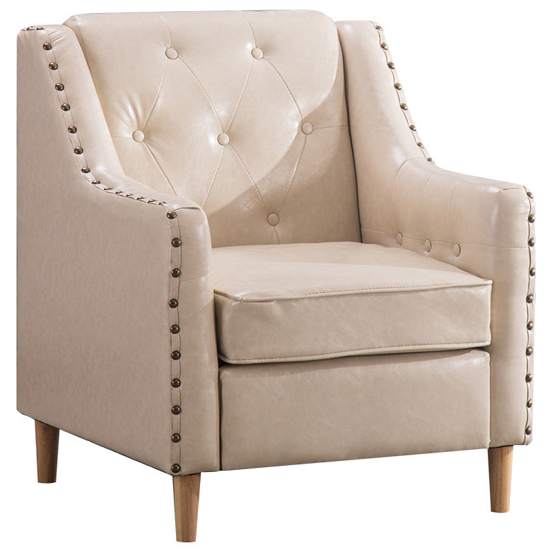Arm Chair 27.55" L x 27.55" W x 33.46" H Sloped Arms Accent Armchair with Nailhead Trim Clearhalo 'Accent Chairs' 'accent_chairs' 'Chairs & Seating' 'furn' 'furn_accent_chairs' 'Furniture' 'Living Room Furniture' 5391062