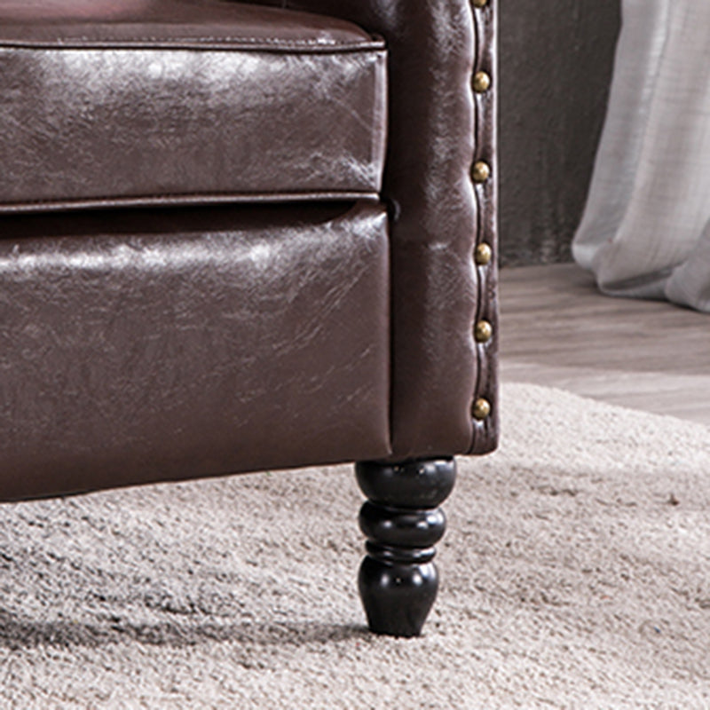 Arm Chair 27.55" L x 27.55" W x 33.46" H Sloped Arms Accent Armchair with Nailhead Trim Clearhalo 'Accent Chairs' 'accent_chairs' 'Chairs & Seating' 'furn' 'furn_accent_chairs' 'Furniture' 'Living Room Furniture' 5391064