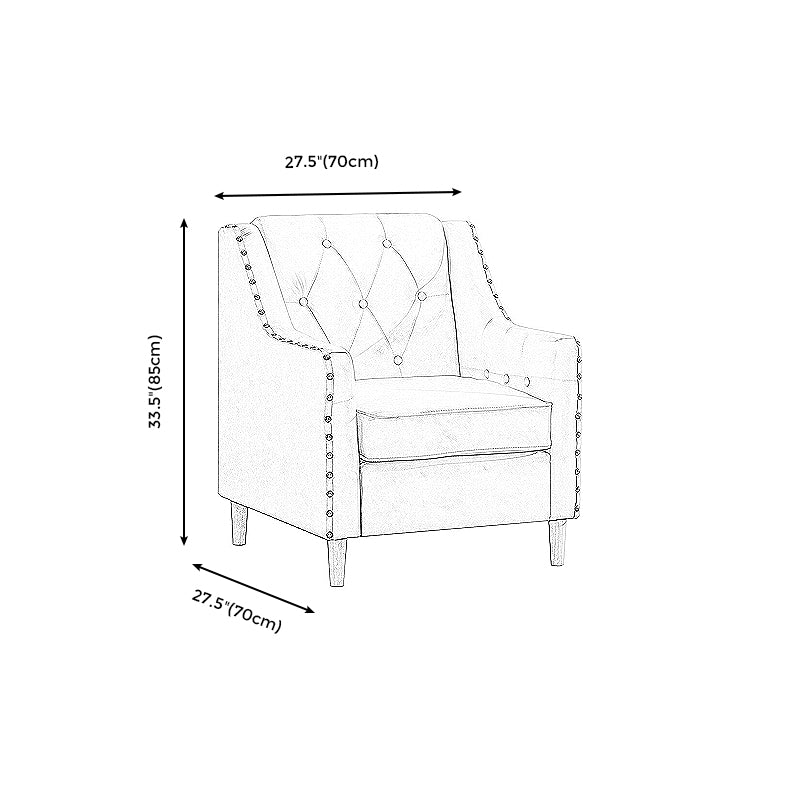 Arm Chair 27.55" L x 27.55" W x 33.46" H Sloped Arms Accent Armchair with Nailhead Trim Clearhalo 'Accent Chairs' 'accent_chairs' 'Chairs & Seating' 'furn' 'furn_accent_chairs' 'Furniture' 'Living Room Furniture' 5391067