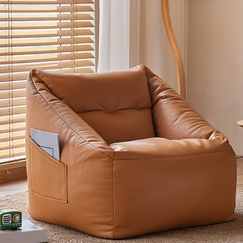 31.49" W x 27.55" D x 27.55" H Bonded Leather Accent Room Chair with Tight Back Orange Without Ottoman Clearhalo 'Accent Chairs' 'accent_chairs' 'Chairs & Seating' 'furn' 'furn_accent_chairs' 'Furniture' 'Living Room Furniture' 5391107