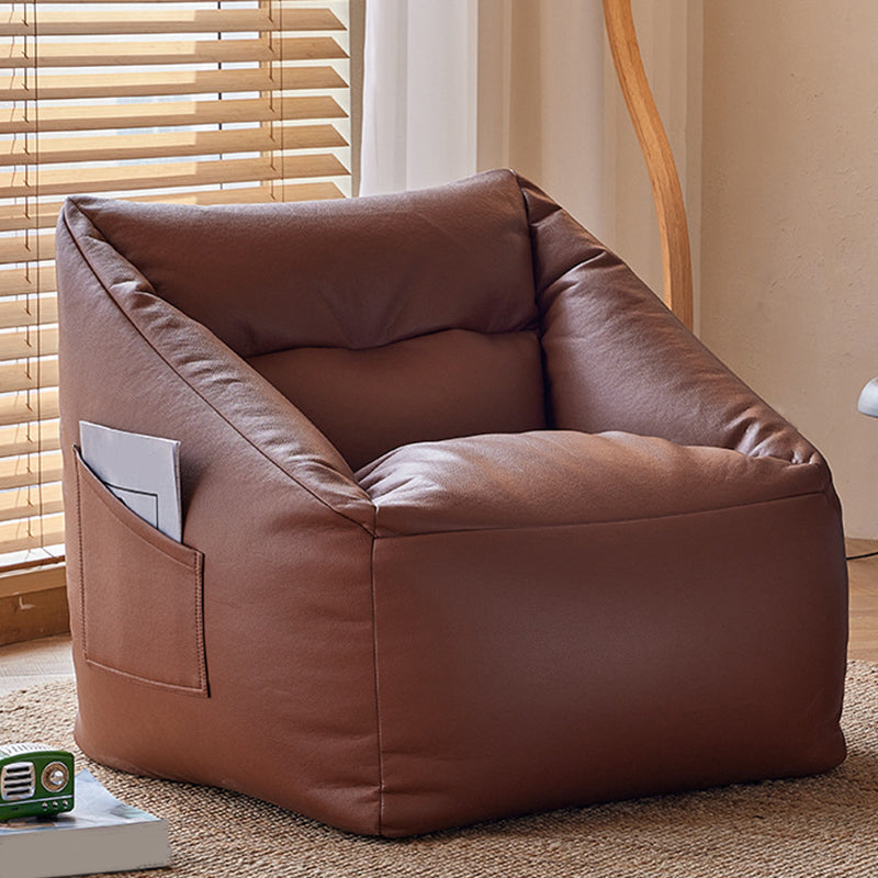 31.49" W x 27.55" D x 27.55" H Bonded Leather Accent Room Chair with Tight Back Brown Without Ottoman Clearhalo 'Accent Chairs' 'accent_chairs' 'Chairs & Seating' 'furn' 'furn_accent_chairs' 'Furniture' 'Living Room Furniture' 5391109