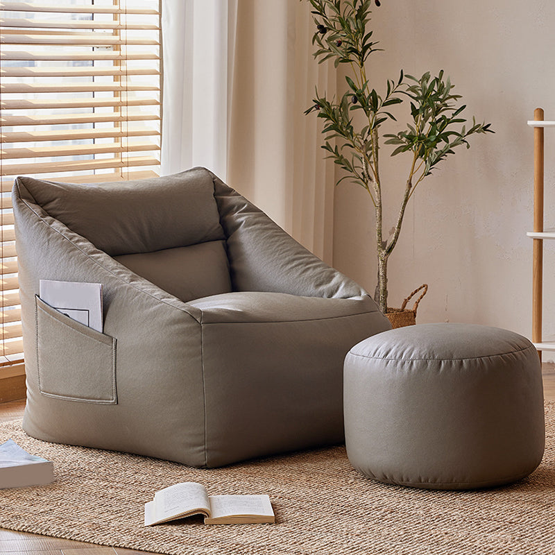 31.49" W x 27.55" D x 27.55" H Bonded Leather Accent Room Chair with Tight Back Grey With Ottoman Clearhalo 'Accent Chairs' 'accent_chairs' 'Chairs & Seating' 'furn' 'furn_accent_chairs' 'Furniture' 'Living Room Furniture' 5391112