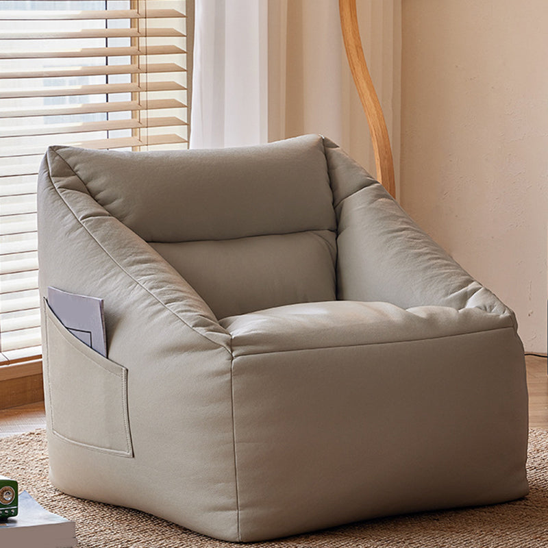 31.49" W x 27.55" D x 27.55" H Bonded Leather Accent Room Chair with Tight Back Off-White Without Ottoman Clearhalo 'Accent Chairs' 'accent_chairs' 'Chairs & Seating' 'furn' 'furn_accent_chairs' 'Furniture' 'Living Room Furniture' 5391116