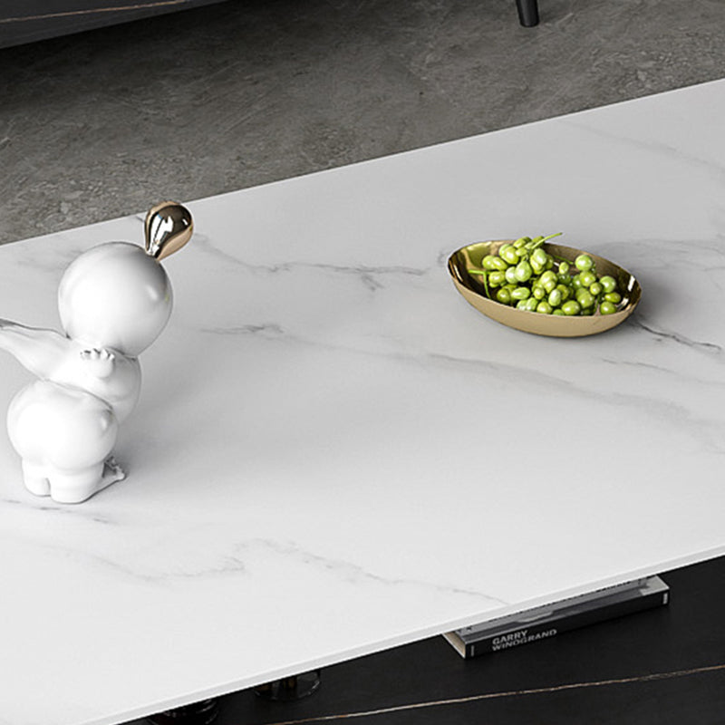 Glam 4 Legs 1 Coffee Table Slate Rectangle Cocktail Table with Shelf