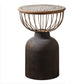 Rustic Iron Pedestal Round Wood Top Coffee Table - Distressed Surface Treatment 17"L x 17"W x 25"H Black-White Clearhalo 'Coffee & Accent Tables' 'Coffee Tables' 'coffee_tables' 'furn' 'furn_coffee_tables' 'Furniture' 'Living Room Furniture' 5391170