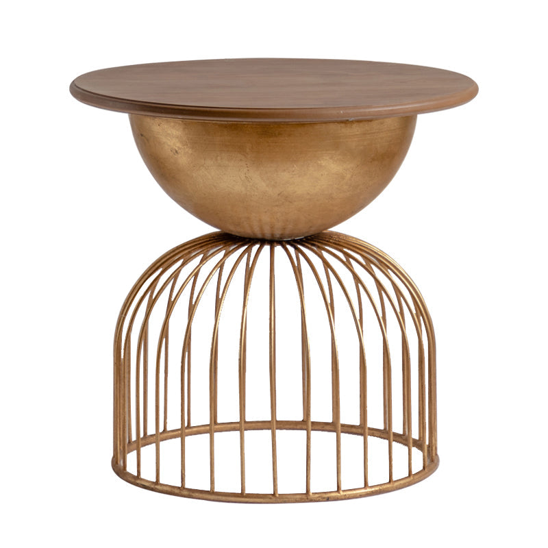 Rustic Iron Pedestal Round Wood Top Coffee Table - Distressed Surface Treatment 22"L x 22"W x 21"H Gold-Brown Clearhalo 'Coffee & Accent Tables' 'Coffee Tables' 'coffee_tables' 'furn' 'furn_coffee_tables' 'Furniture' 'Living Room Furniture' 5391172