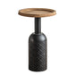 Rustic Iron Pedestal Round Wood Top Coffee Table - Distressed Surface Treatment Clearhalo 'Coffee & Accent Tables' 'Coffee Tables' 'coffee_tables' 'furn' 'furn_coffee_tables' 'Furniture' 'Living Room Furniture' 5391175