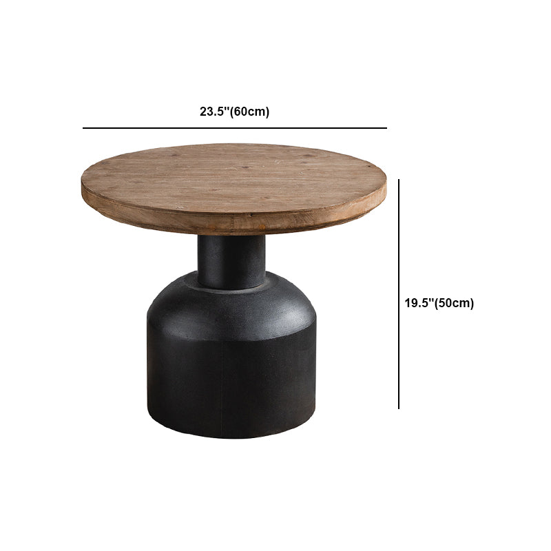Rustic Iron Pedestal Round Wood Top Coffee Table - Distressed Surface Treatment Clearhalo 'Coffee & Accent Tables' 'Coffee Tables' 'coffee_tables' 'furn' 'furn_coffee_tables' 'Furniture' 'Living Room Furniture' 5391178