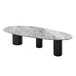 Lujosa mesa de centro de piedra elíptica de 3 patas en blanco/gris