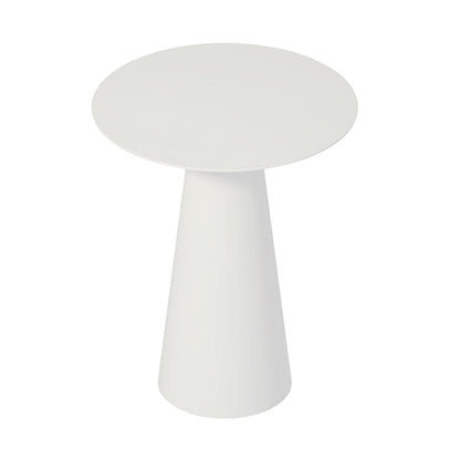 Mid-Century Modern Pedestal Coffee Table Metal Round Cocktail Table 16"L x 16"W x 19"H White