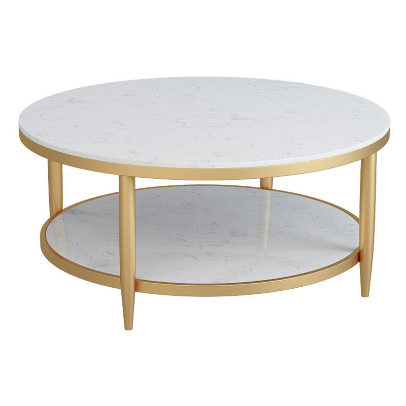Glam Faux Marble Cocktail Table Four Legs Coffee Table with Storage