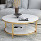Glam Faux Marble Cocktail Table Four Legs Coffee Table with Storage