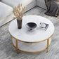 Glam Faux Marble Cocktail Table Four Legs Coffee Table with Storage