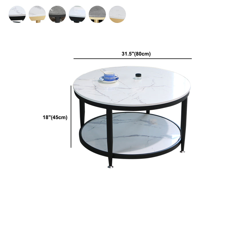 Glam Faux Marble Cocktail Table Four Legs Coffee Table with Storage