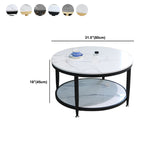 Glam Faux Marble Cocktail Table Four Legs Coffee Table with Storage
