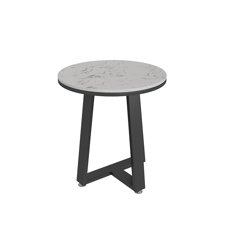 Glam Metal Cross Legs Coffee Table Faux Marble/Slate Oval Coffee Table 18"L x 18"W x 20"H Black White Clearhalo 'Coffee & Accent Tables' 'Coffee Tables' 'coffee_tables' 'furn' 'furn_coffee_tables' 'Furniture' 'Living Room Furniture' 5391419